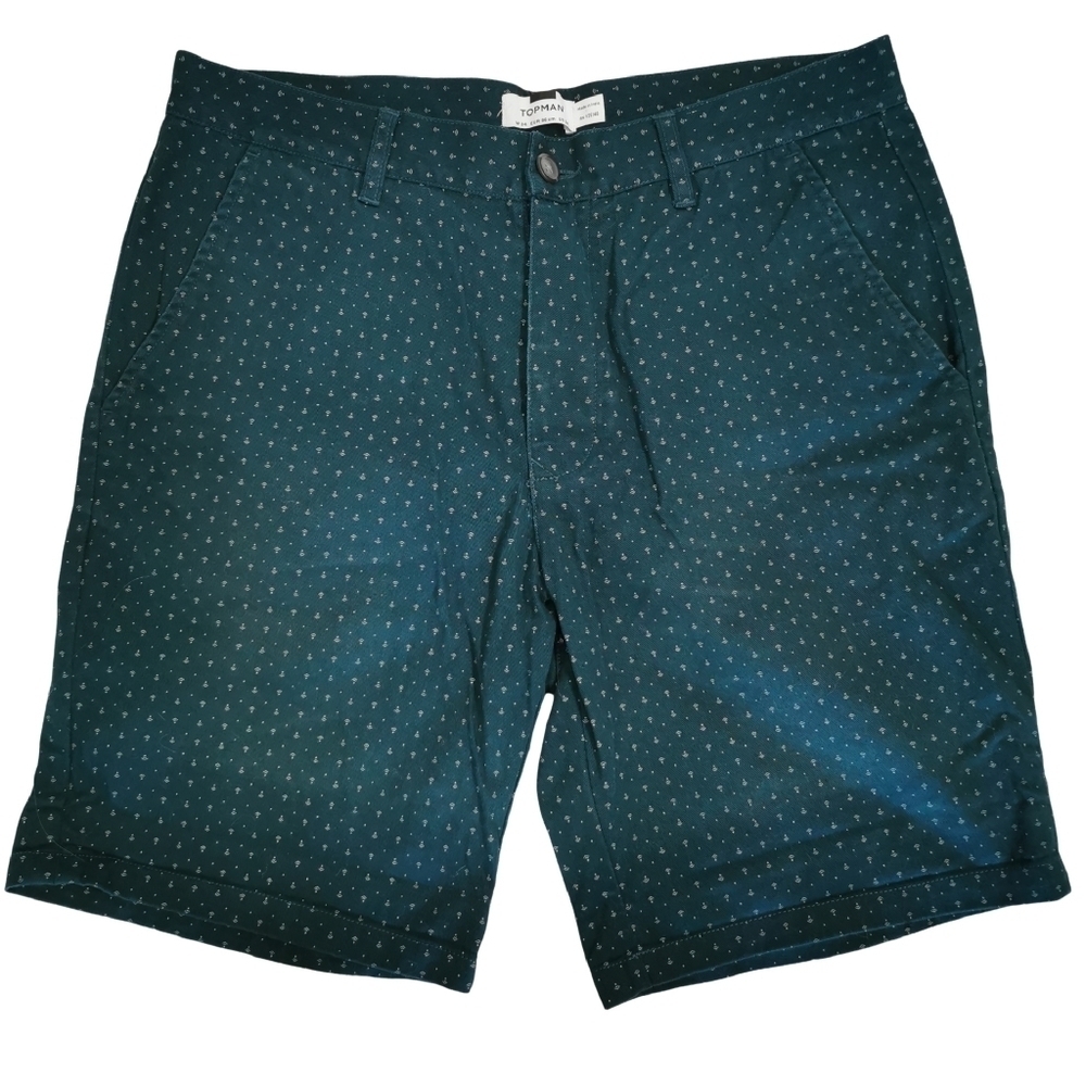 Topman Dark Green Polka Dot Shorts {Fits 32/33}